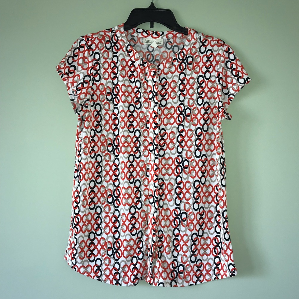 Dana Buchman Red, Black, White and Creme Blouse